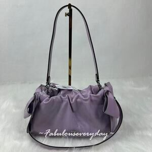 Coach Faye Shoulder Bag With Bows Leather/Silver/Light Amethyst CDY95 NWT